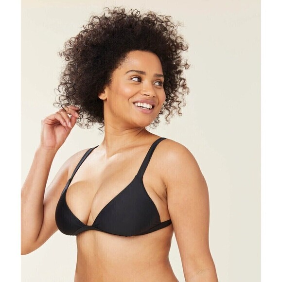 Andie Swim Women's Small The Caicos Bikini Top Black Adjustable Straps - Picture 1 of 6